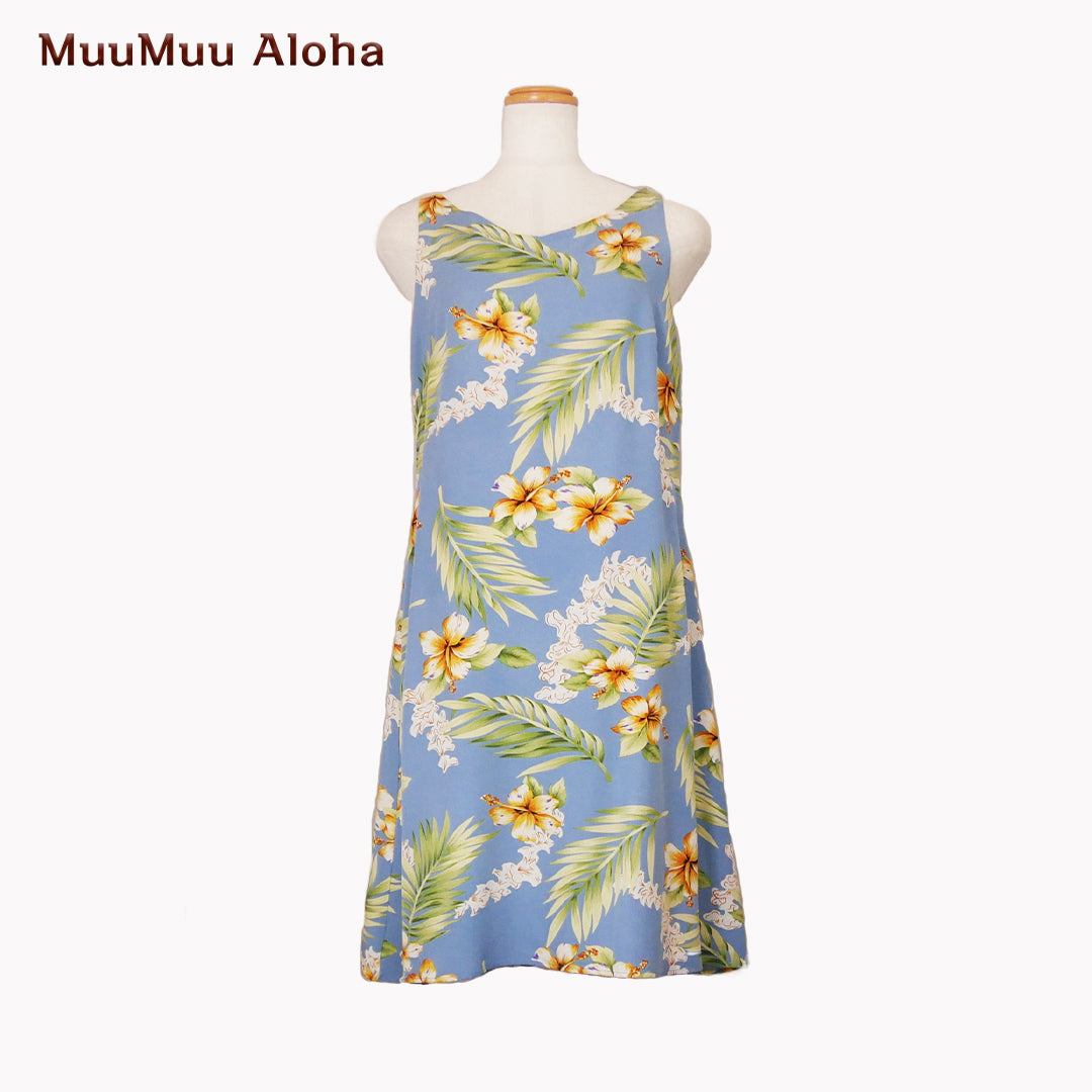 ムームーワンピース(かりゆし) TWO PALMS  Sサイズ(1-13)【訳アリです商品説明をご確認ください。】