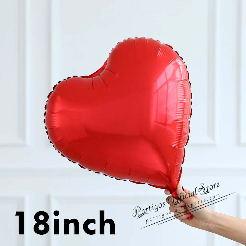 商品No.K00310(購入商品) 5個セット 5/10/18/24インチ(約75cm)赤いハート型バルーン ヘリウム対応 フィルム風船|結婚式・バレンタイン・パーティー・ブライダル装飾に