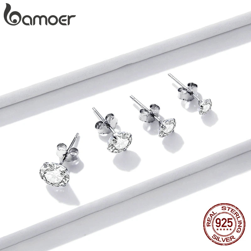 商品No.K0256【購入商品】BAMOER-女性用スターリングシルバーイヤリング,小さなイヤリング,925スターリングシルバー,エナメル,キュービックジルコニア,ジルコニア,低刺激性,4mm,5mm,6mm,7mm,Bse166
