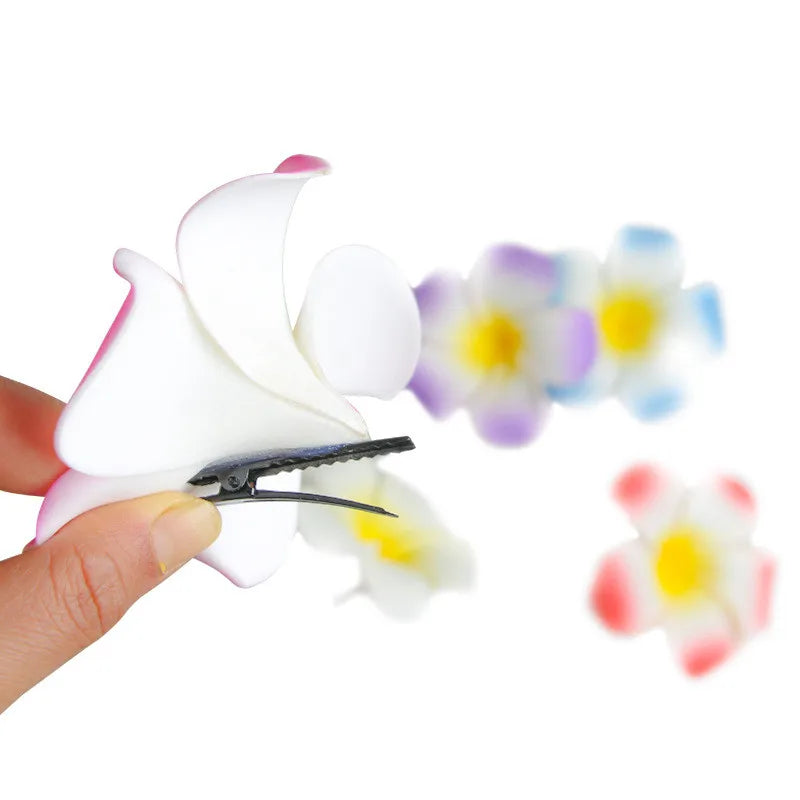 商品No.K0293【購入商品】ハワイアン プルメリア フラワー クリップ 12個セット ハワイ 沖縄 結婚式 パーティー グッズとして人気商品