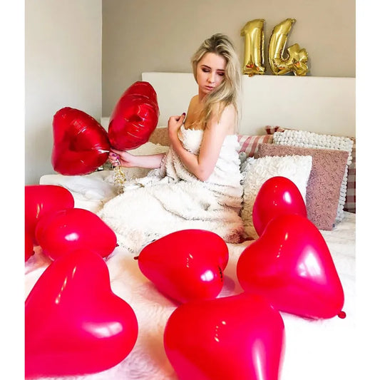 商品No.K00310(購入商品) 5個セット 5/10/18/24インチ(約75cm)赤いハート型バルーン ヘリウム対応 フィルム風船|結婚式・バレンタイン・パーティー・ブライダル装飾に