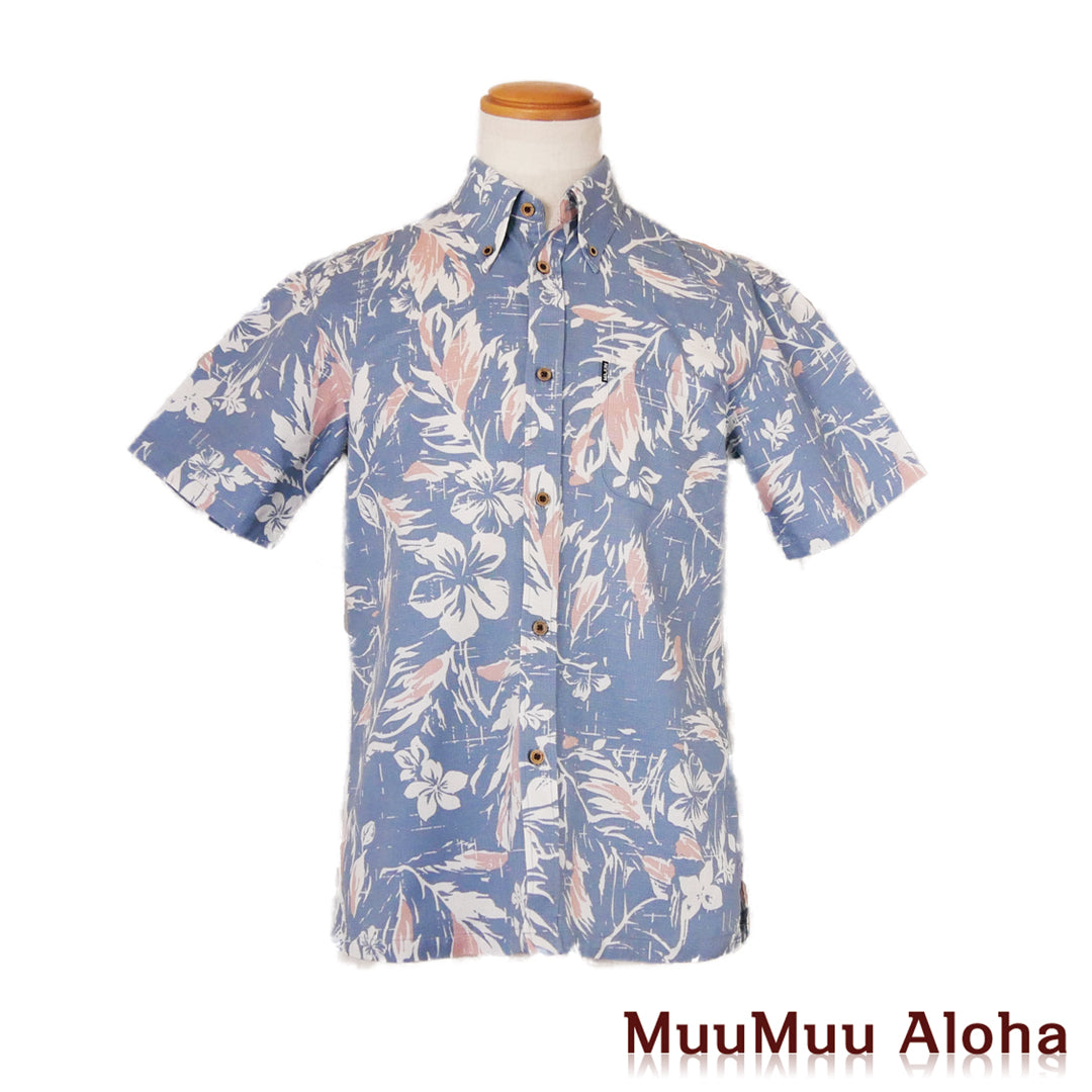沖縄 かりゆしウエア MAJUN メンズシャツ 半袖【 6日間レンタル】OCEAN BLUE 水浅葱色