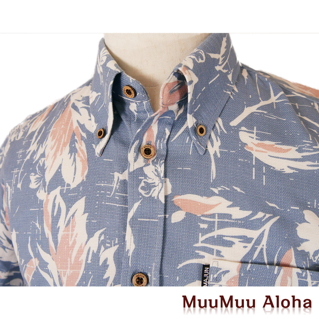 沖縄 かりゆしウエア MAJUN メンズシャツ 半袖【 6日間レンタル】OCEAN BLUE 水浅葱色