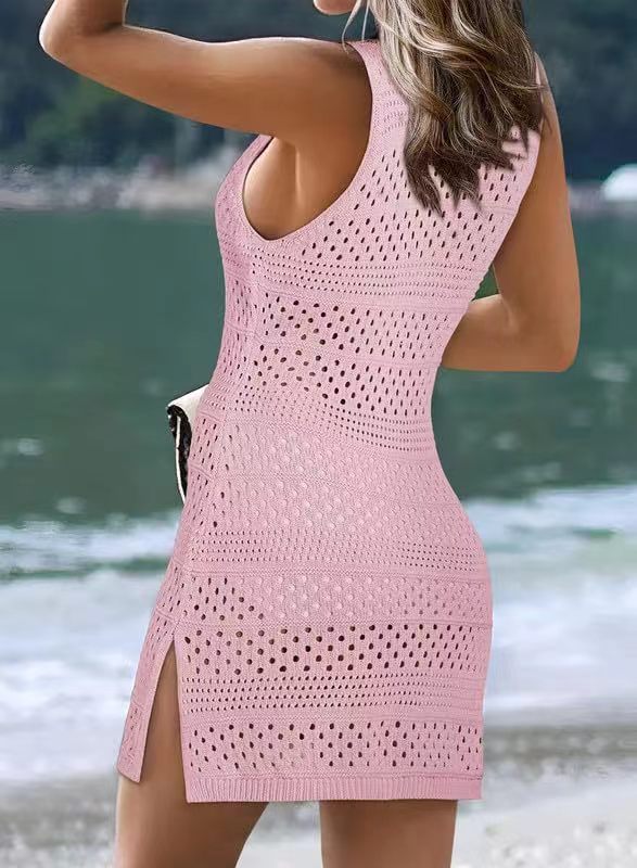 商品No.K0054【購入商品】女性用水着カバーアップ、夏用ノースリーブベスト、日焼け防止シャツ、ニットホロウアウトカットアウト水着ビーチドレス