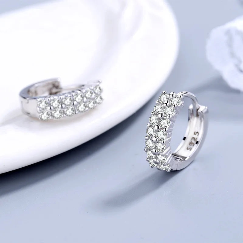 商品No.K0257【購入商品】925スターリングシルバーニードルイヤリング,ダブルラインクリスタルイヤリング,ファッショナブルなジュエリー,高品質