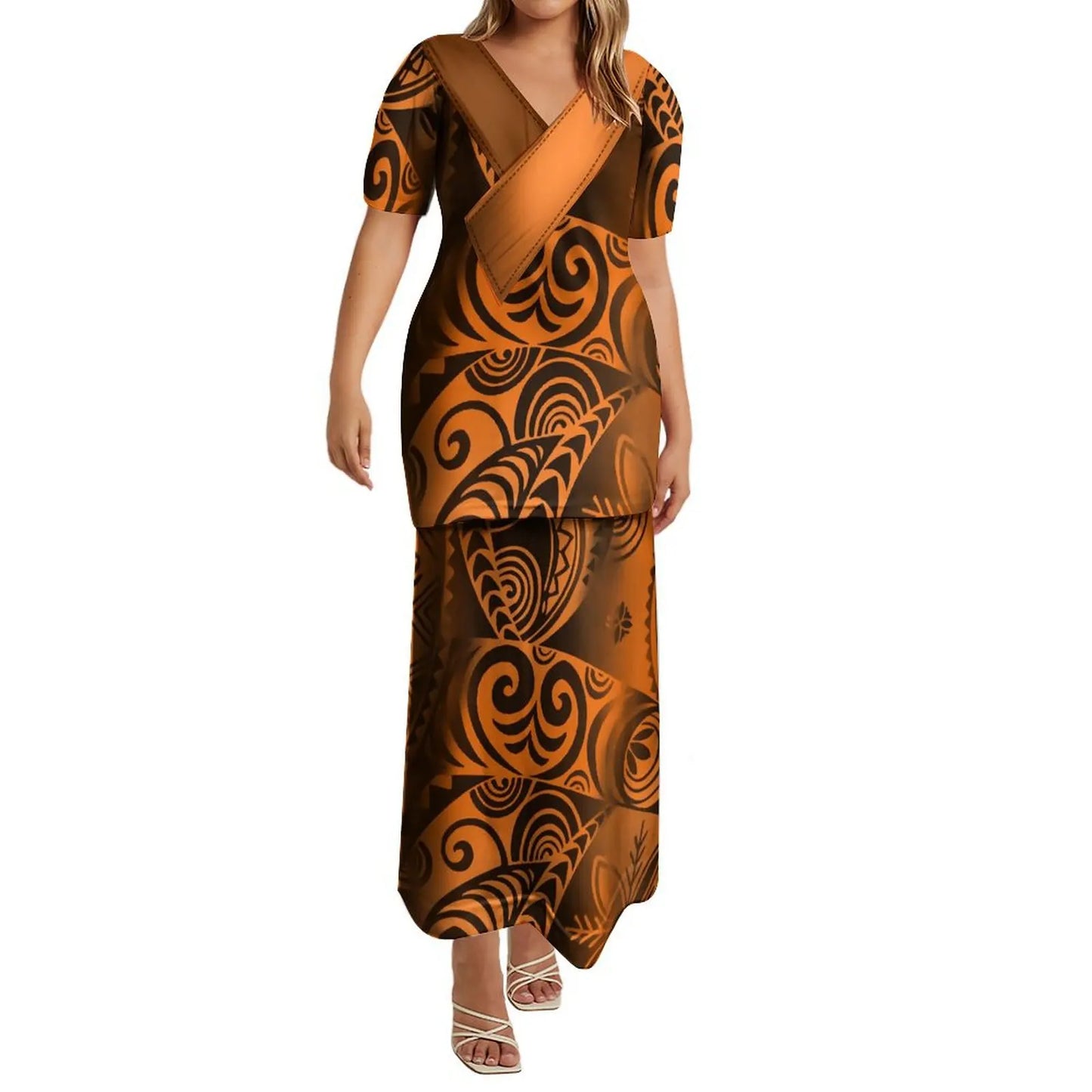 商品No.K0170【購入商品】アロハシャツ ワンピース(メンズ レディース ) ペアルック ハワイ 結婚式 沖縄 グァム オーストラリア リゾートドレス 色: テラコッタ サイズ:9XL(10L)まで