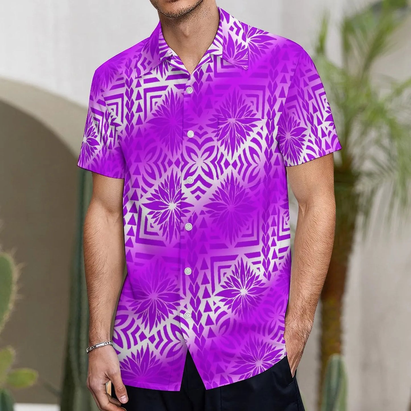 商品No.K0168【購入商品】アロハシャツ ワンピース(メンズ レディース ) ペアルック ハワイ 結婚式 沖縄 グァム オーストラリア リゾートドレス 色: 明るいパープル サイズ:9XL(10L)まで