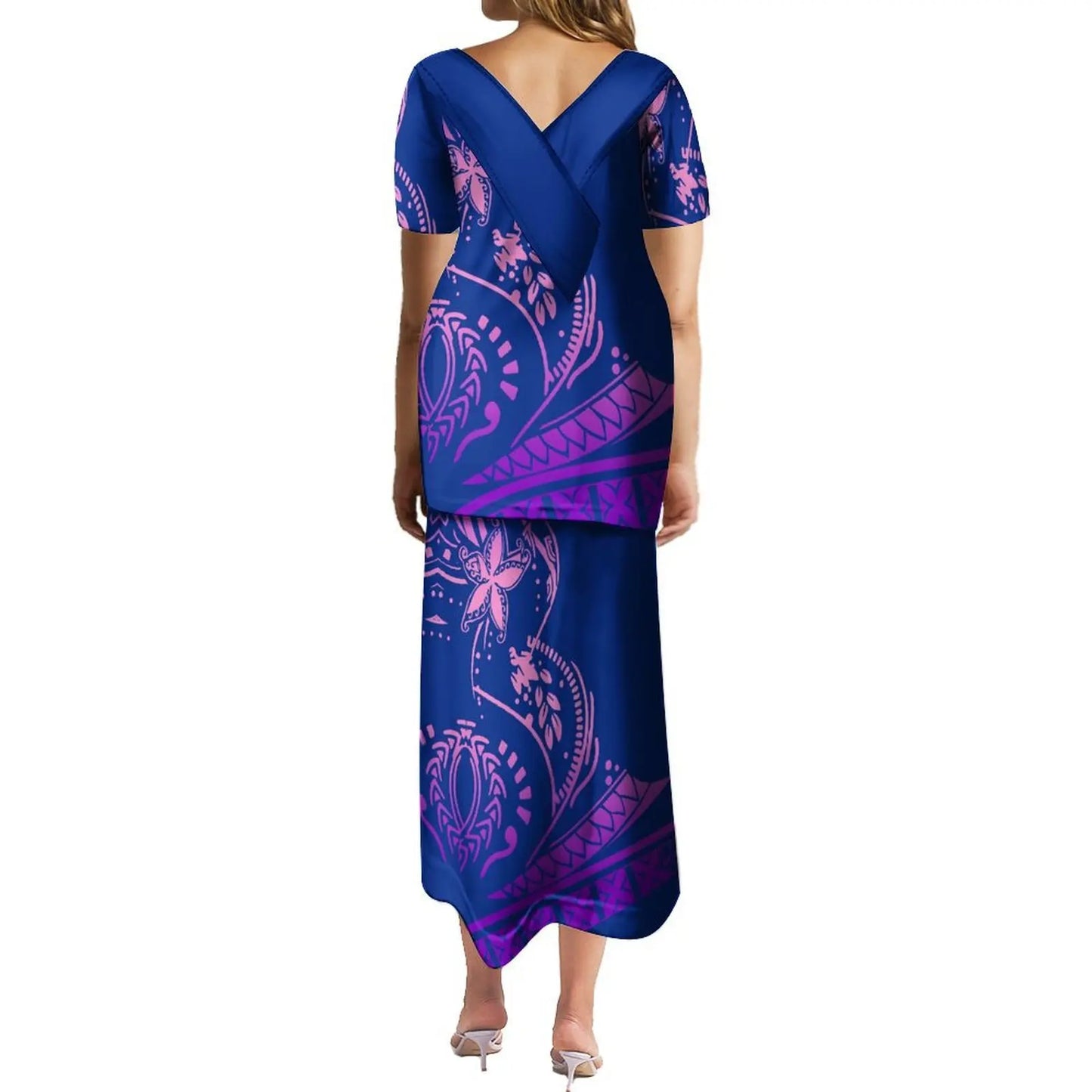 商品No.K0164【購入商品】アロハシャツ ワンピース(メンズ レディース ) ペアルック ハワイ 結婚式 沖縄 グァム オーストラリア リゾートドレス 色: ネイビー×パープル サイズ:9XL(10L)まで