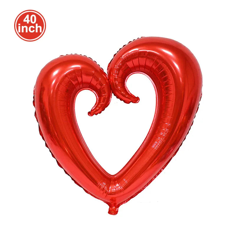 商品No.K00312(購入商品) 【結婚式・フォトウェディング・記念撮影に】I LOVE YOU ハート型バルーン|赤いフィルム風船セット|バレンタイン・記念日・ブライダル演出に最適