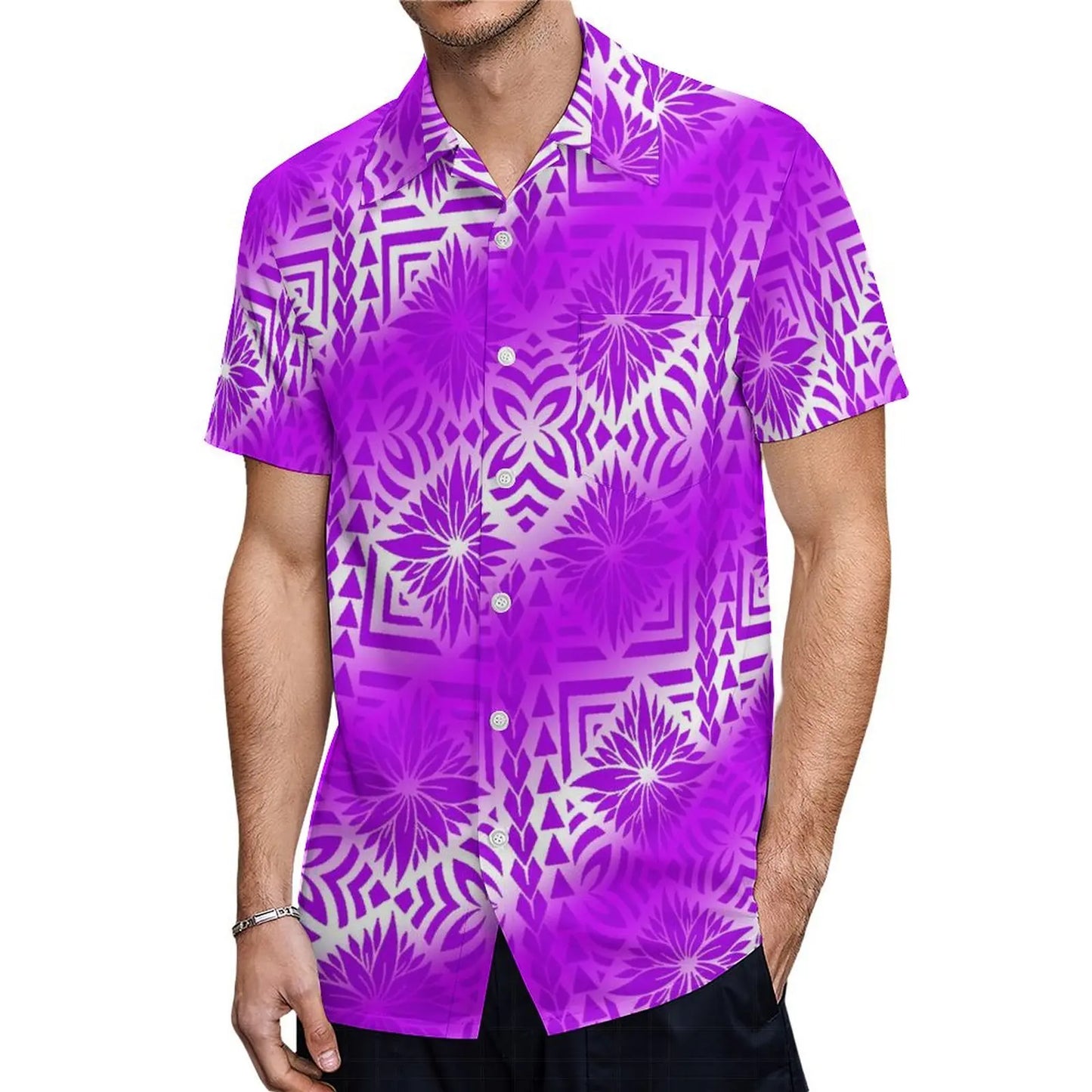 商品No.K0168【購入商品】アロハシャツ ワンピース(メンズ レディース ) ペアルック ハワイ 結婚式 沖縄 グァム オーストラリア リゾートドレス 色: 明るいパープル サイズ:9XL(10L)まで