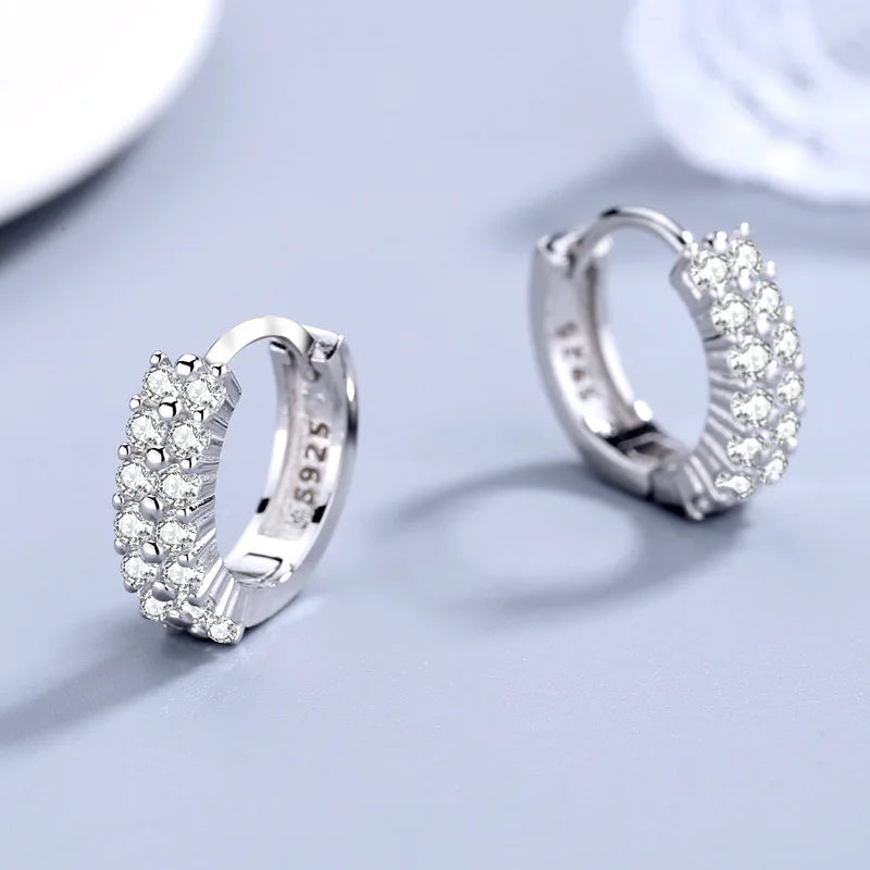 商品No.K0257【購入商品】925スターリングシルバーニードルイヤリング,ダブルラインクリスタルイヤリング,ファッショナブルなジュエリー,高品質