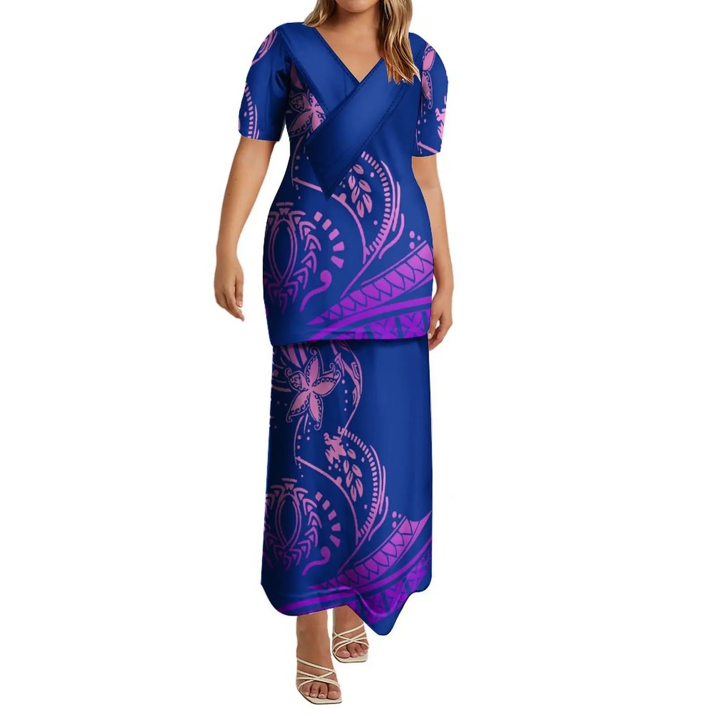 商品No.K0164【購入商品】アロハシャツ ワンピース(メンズ レディース ) ペアルック ハワイ 結婚式 沖縄 グァム オーストラリア リゾートドレス 色: ネイビー×パープル サイズ:9XL(10L)まで
