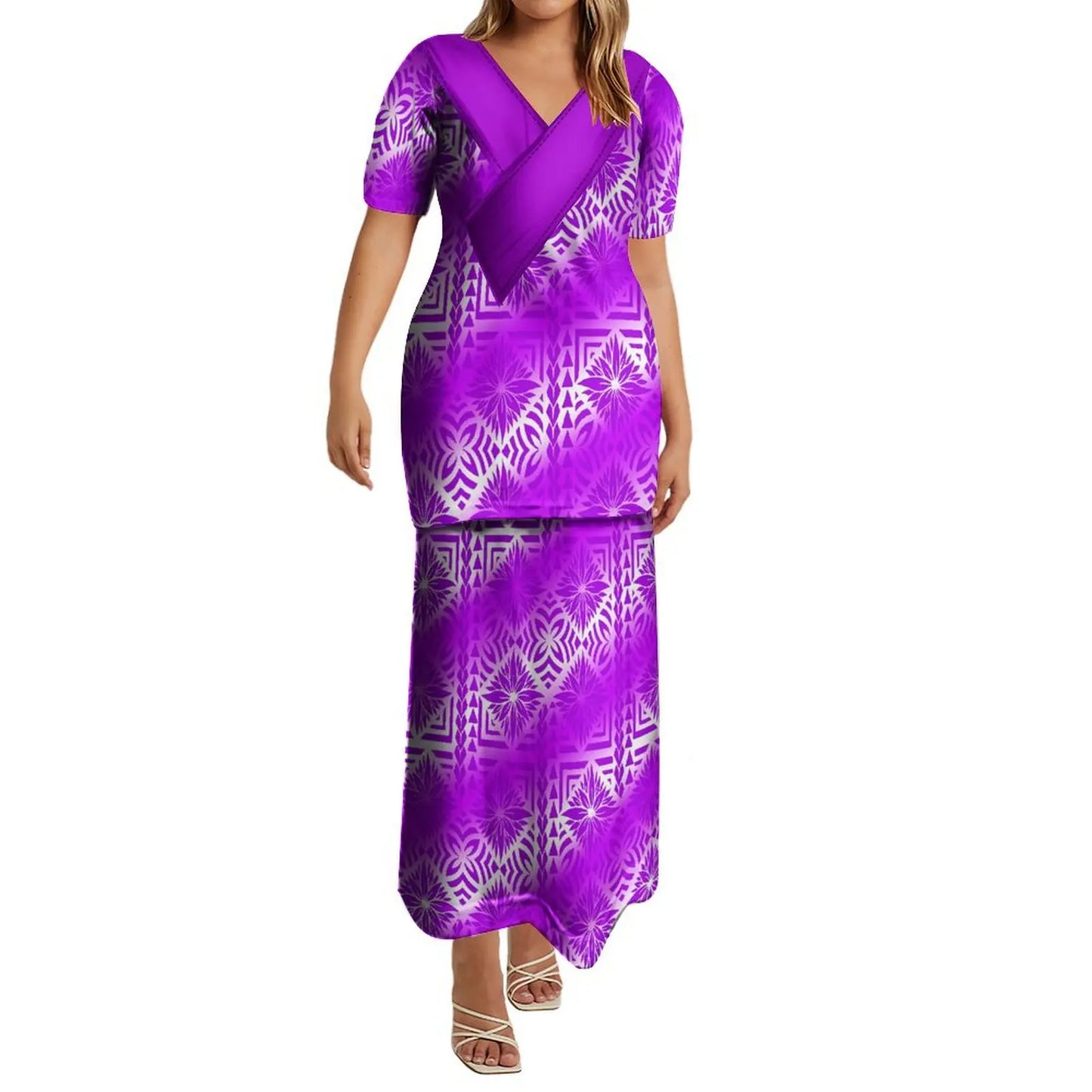 商品No.K0168【購入商品】アロハシャツ ワンピース(メンズ レディース ) ペアルック ハワイ 結婚式 沖縄 グァム オーストラリア リゾートドレス 色: 明るいパープル サイズ:9XL(10L)まで