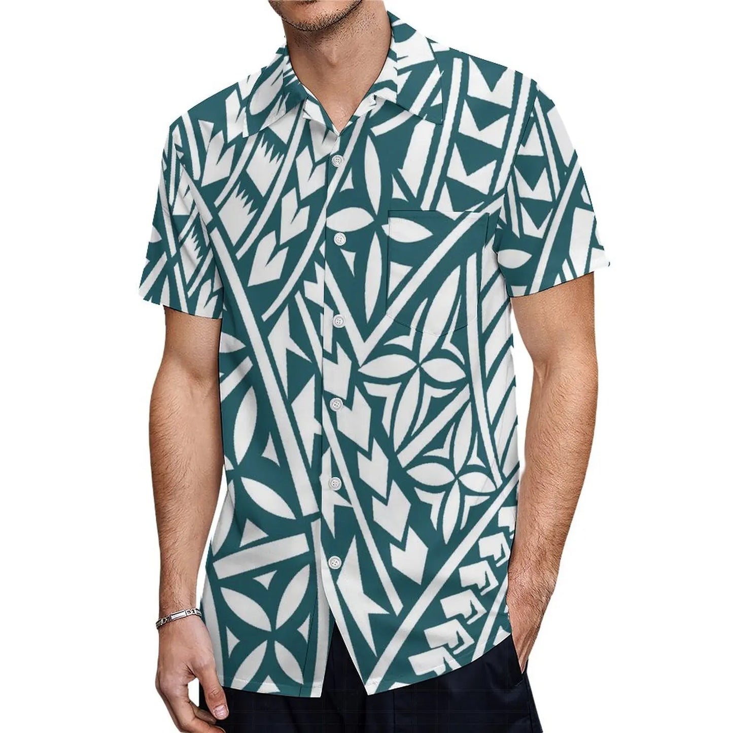 商品No.K0155【購入商品】アロハシャツ 家族(メンズ レディース キッズ) ペアルック ハワイ 結婚式 沖縄 グァム オーストラリア リゾートドレス 色: グリーン×ホワイト サイズ:9XL(10L)まで