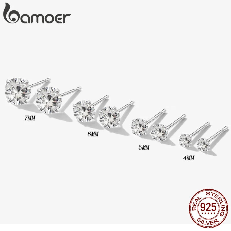 商品No.K0256【購入商品】BAMOER-女性用スターリングシルバーイヤリング,小さなイヤリング,925スターリングシルバー,エナメル,キュービックジルコニア,ジルコニア,低刺激性,4mm,5mm,6mm,7mm,Bse166