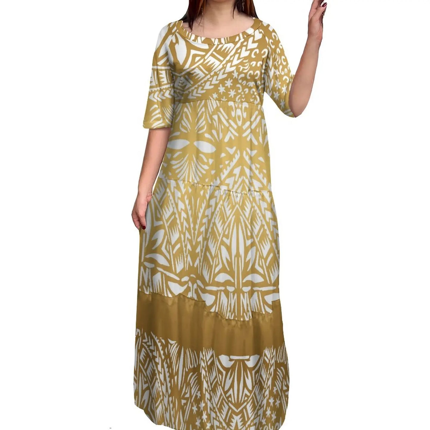 商品No.K0265【購入商品】アロハシャツ ペアルック ワンピース(ミッドスリーブケーキスカート) ハワイ、グアム、沖縄、オーストラリア、結婚式、ご両親、ご夫婦、ゲスト、衣装