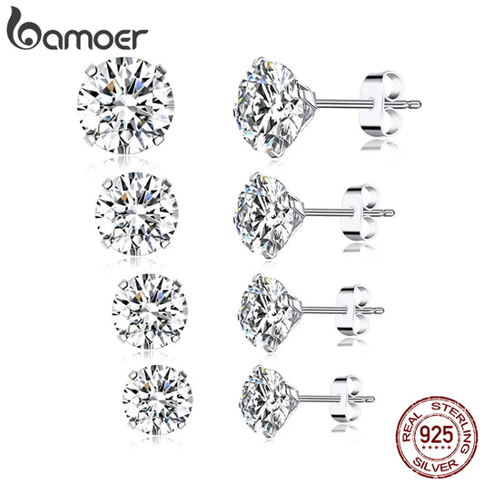 商品No.K0256【購入商品】BAMOER-女性用スターリングシルバーイヤリング,小さなイヤリング,925スターリングシルバー,エナメル,キュービックジルコニア,ジルコニア,低刺激性,4mm,5mm,6mm,7mm,Bse166