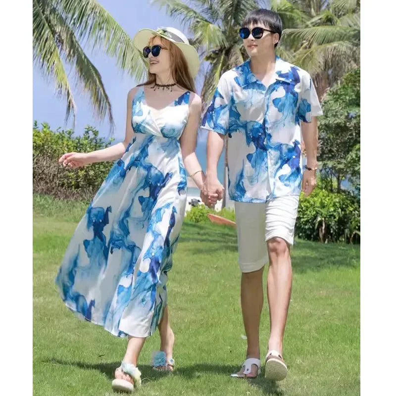 沖縄 ハワイ ウエディング対応 商品No.00307(購入商品)家族お揃いリゾートコーデ|父・母・娘・息子リンクスタイル|結婚式ゲスト・参列者向け2点セット