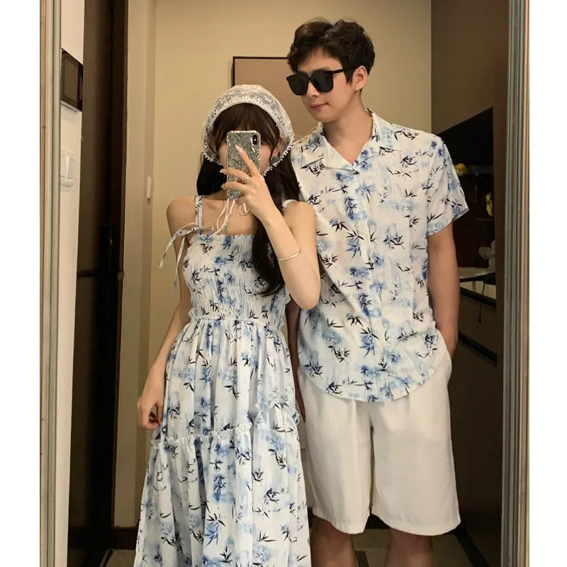 商品No.K0245【購入商品】アロハシャツ 家族(メンズ レディース キッズ) ペアルック ハワイ 結婚式 沖縄 グァム オーストラリア リゾートドレス 色: ブルー サイズ:4XL(5L)まで