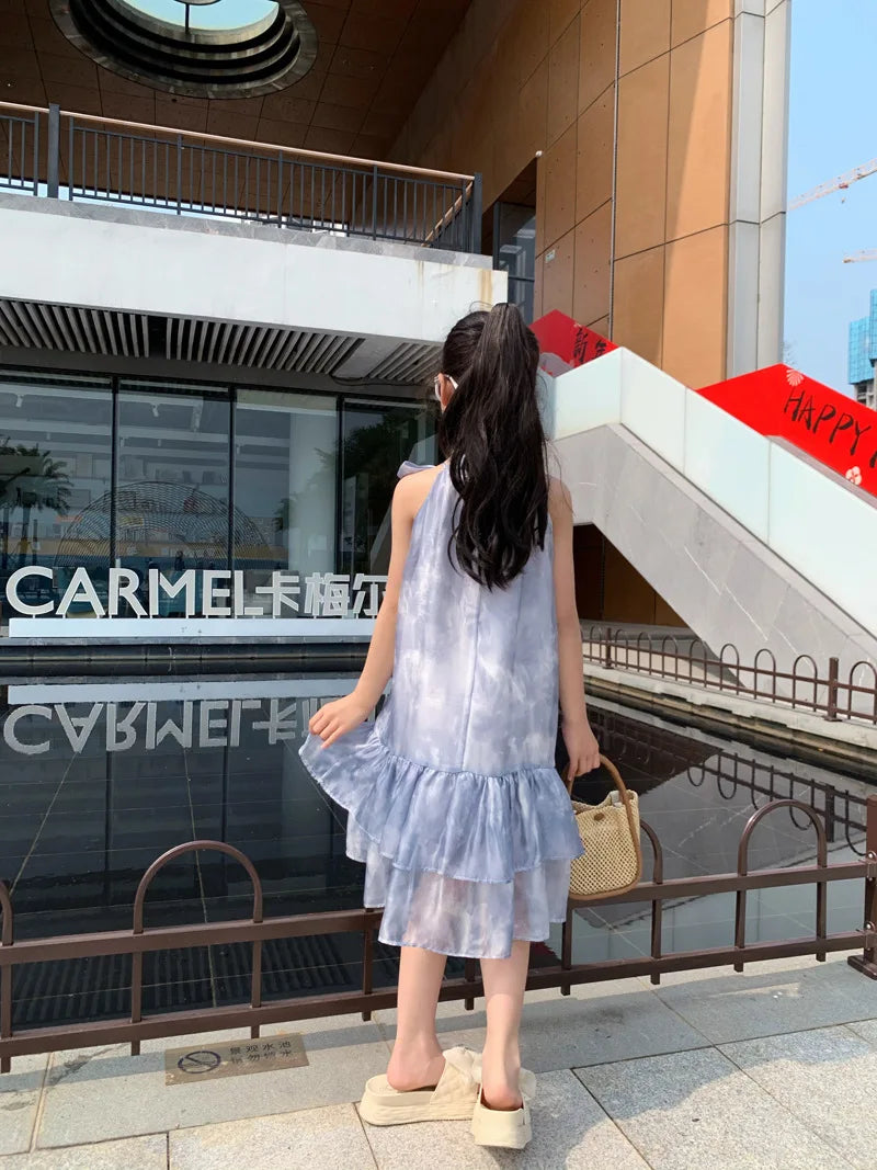商品No.K0236【購入商品】ワンピース 親子( レディース キッズ) ペアルック ハワイ 結婚式 沖縄 グァム オーストラリア リゾートドレス 色:グレー サイズ:girl 90~150 ladies S~L