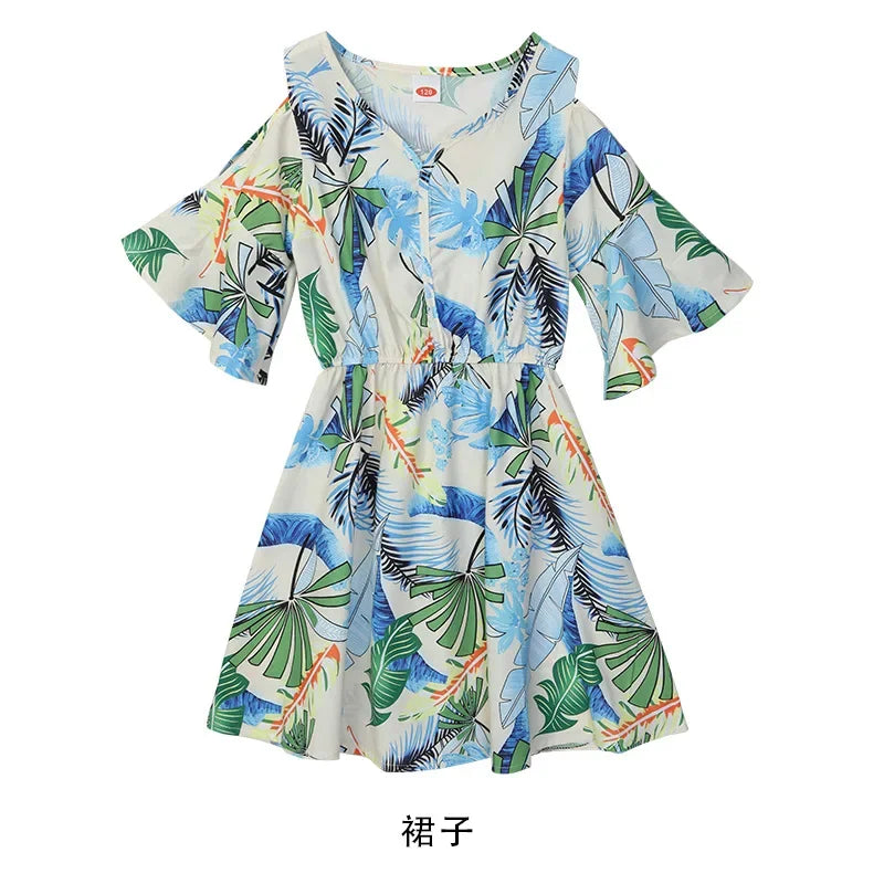 沖縄 ハワイ 結婚式 対応 商品No.00308(購入商品) 家族ペアルックお揃いリンクコーデ|ママ&娘リゾートワンピース/パパ&息子ビーチ2点セット|結婚式ゲスト・参列者にも