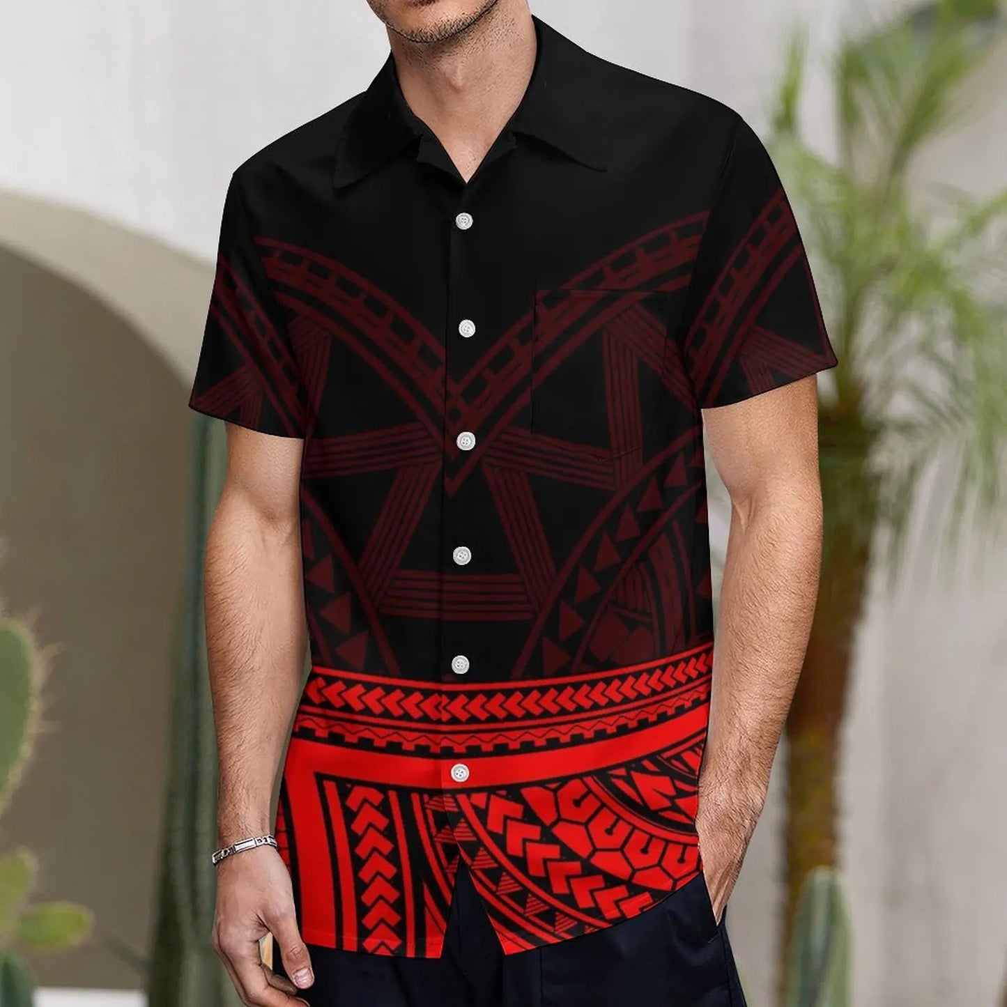 商品No.K0161【購入商品】アロハシャツ 家族(メンズ レディース キッズ) ペアルック ハワイ 結婚式 沖縄 グァム オーストラリア リゾートドレス 色:レッド×ブラック サイズ:9XL(10L)まで