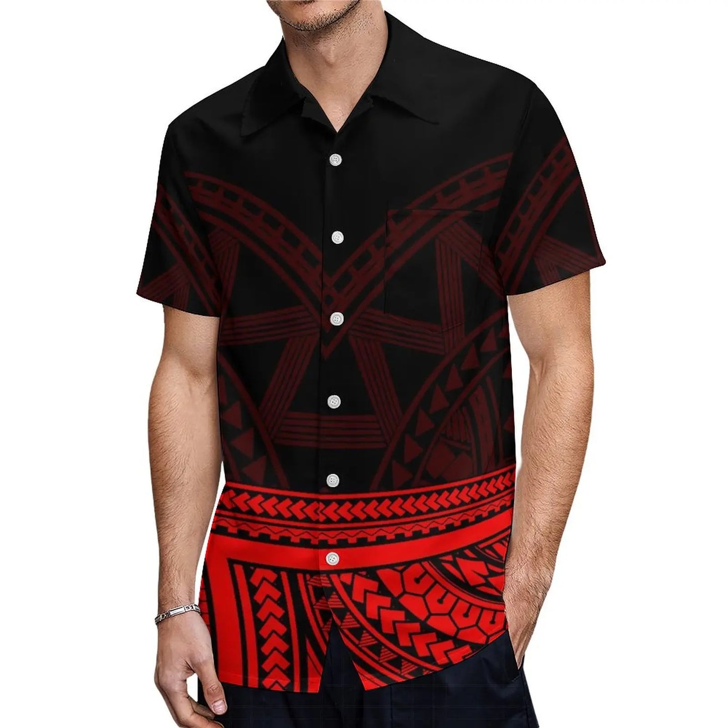 商品No.K0161【購入商品】アロハシャツ 家族(メンズ レディース キッズ) ペアルック ハワイ 結婚式 沖縄 グァム オーストラリア リゾートドレス 色:レッド×ブラック サイズ:9XL(10L)まで