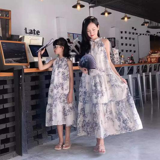 商品No.K0249【購入商品】ワンピース 親子( レディース キッズ) ペアルック ハワイ 結婚式 沖縄 グァム オーストラリア リゾートドレス 色: ブルーサイズ:girl  90~150  ladies   S~L