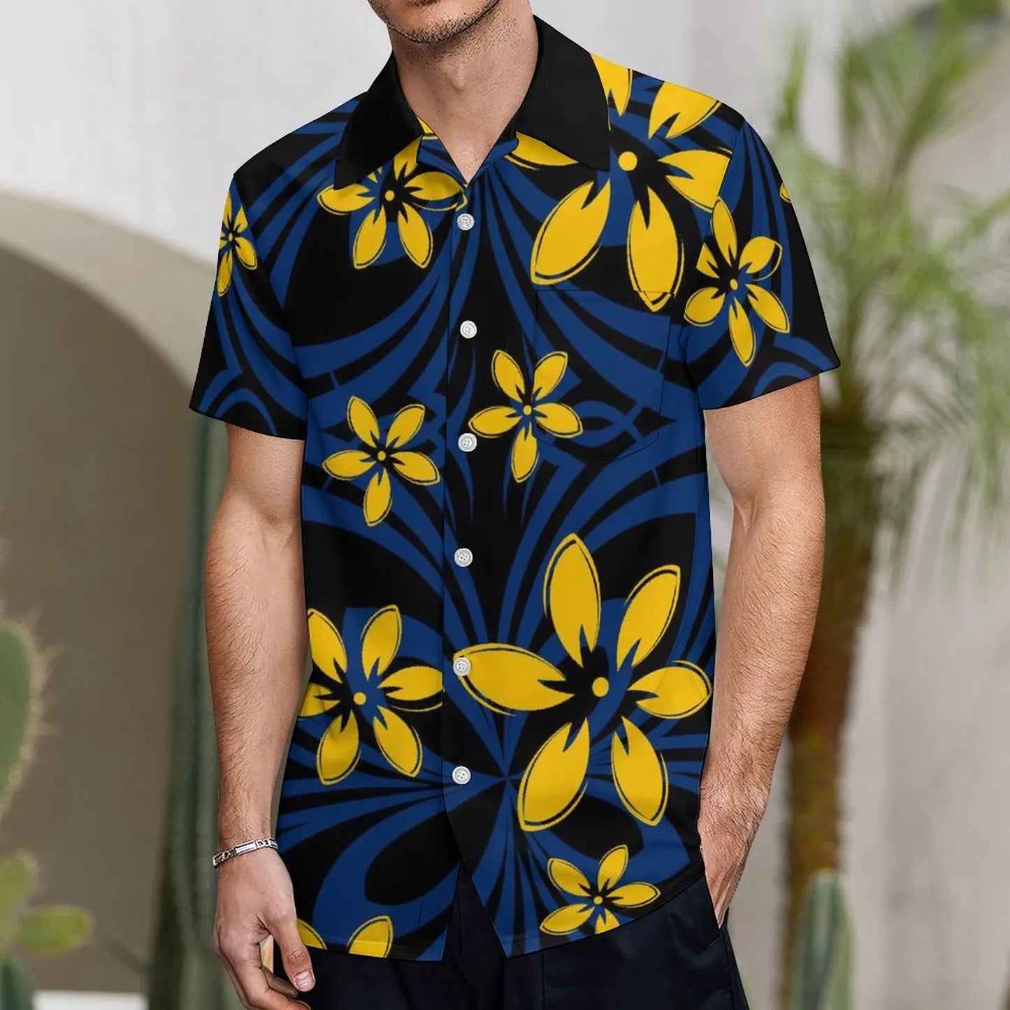 商品No.K0156【購入商品】アロハシャツ 家族(メンズ レディース キッズ) ペアルック ハワイ 結婚式 沖縄 グァム オーストラリア リゾートドレス 色: ブラック×ネイビーサイズ:9XL(10L)まで