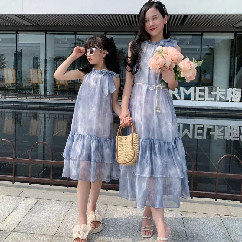 商品No.K0236【購入商品】ワンピース 親子( レディース キッズ) ペアルック ハワイ 結婚式 沖縄 グァム オーストラリア リゾートドレス 色:グレー サイズ:girl 90~150 ladies S~L