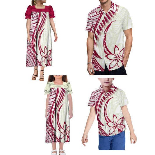 商品No.K0219【購入商品】アロハシャツ 家族(メンズ レディース キッズ) ペアルック ハワイ 結婚式 沖縄 グァム オーストラリア リゾートドレス 色: ベージュ×レッド サイズ:9XL(10L)まで