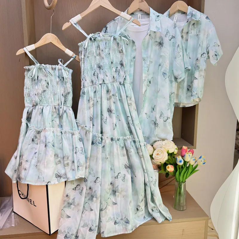 商品No.K0254【購入商品】アロハシャツ 家族(メンズ、レディース、キッズ) ペアルック 色:ブルー ハワイ 沖縄 グァム オーストラリア 結婚式