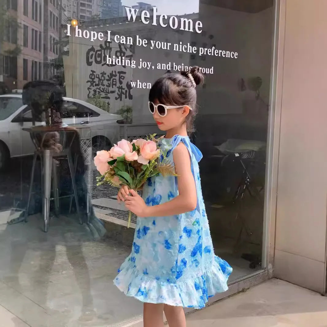 商品No.K0250【購入商品】ワンピース 親子( レディース キッズ) ペアルック ハワイ 結婚式 沖縄 グァム オーストラリア リゾートドレス 色: ブルーサイズ:girl  90~150  ladies  S~L