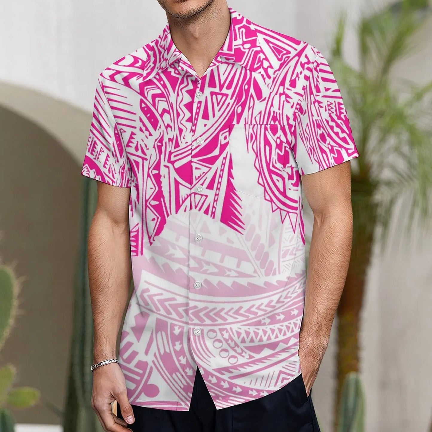 商品No.K0183【購入商品】アロハシャツ ワンピース(メンズ レディース ) ペアルック ハワイ 結婚式 沖縄 グァム オーストラリア リゾートドレス 色: ピンク サイズ:9XL(10L)まで