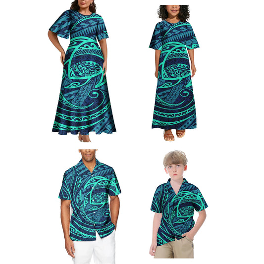 商品No.K0208【購入商品】アロハシャツ 家族(メンズ レディース キッズ) ペアルック ハワイ 結婚式 沖縄 グァム オーストラリア リゾートドレス 柄:海亀 色: グリーン サイズ:8XL(9L)