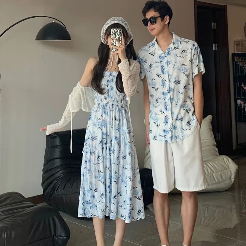 商品No.K0245【購入商品】アロハシャツ 家族(メンズ レディース キッズ) ペアルック ハワイ 結婚式 沖縄 グァム オーストラリア リゾートドレス 色: ブルー サイズ:4XL(5L)まで