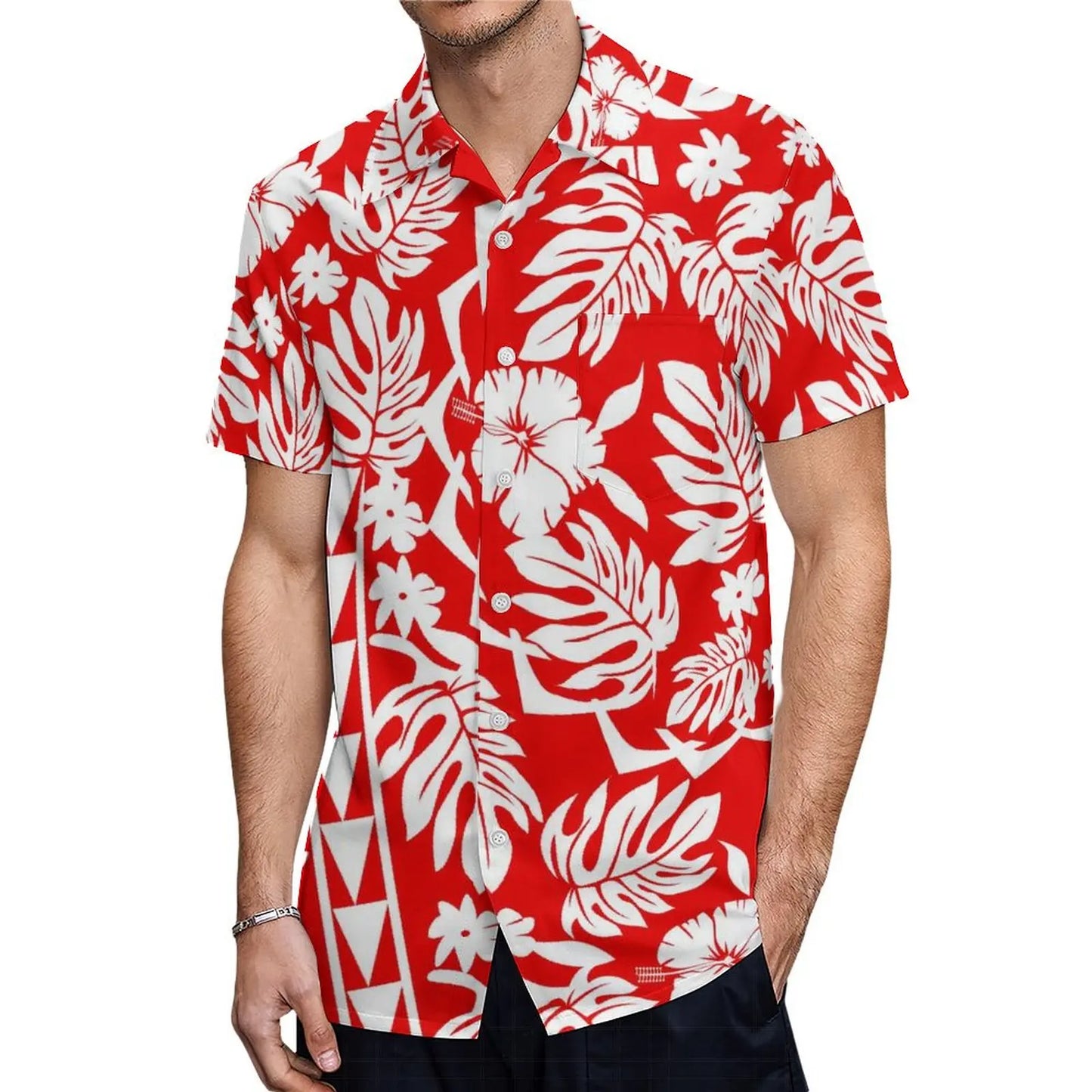 商品No.K0116【購入商品】アロハシャツ ワンピース(メンズ レディース) ペアルック ハワイ 結婚式 沖縄 グァム オーストラリア リゾートドレス 色: レッド サイズ:  9XL(10L)まで