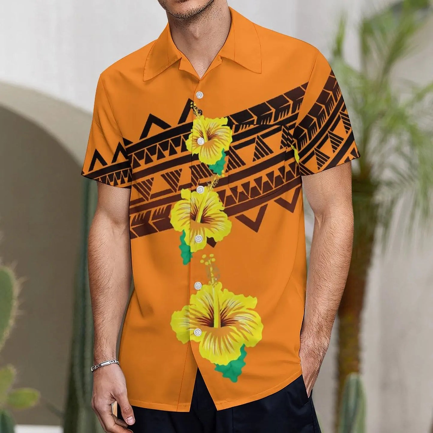 商品No.K0160【購入商品】アロハシャツ 家族(メンズ レディース キッズ) ペアルック ハワイ 結婚式 沖縄 グァム オーストラリア リゾートドレス 色:オレンジ サイズ:9XL(10L)まで