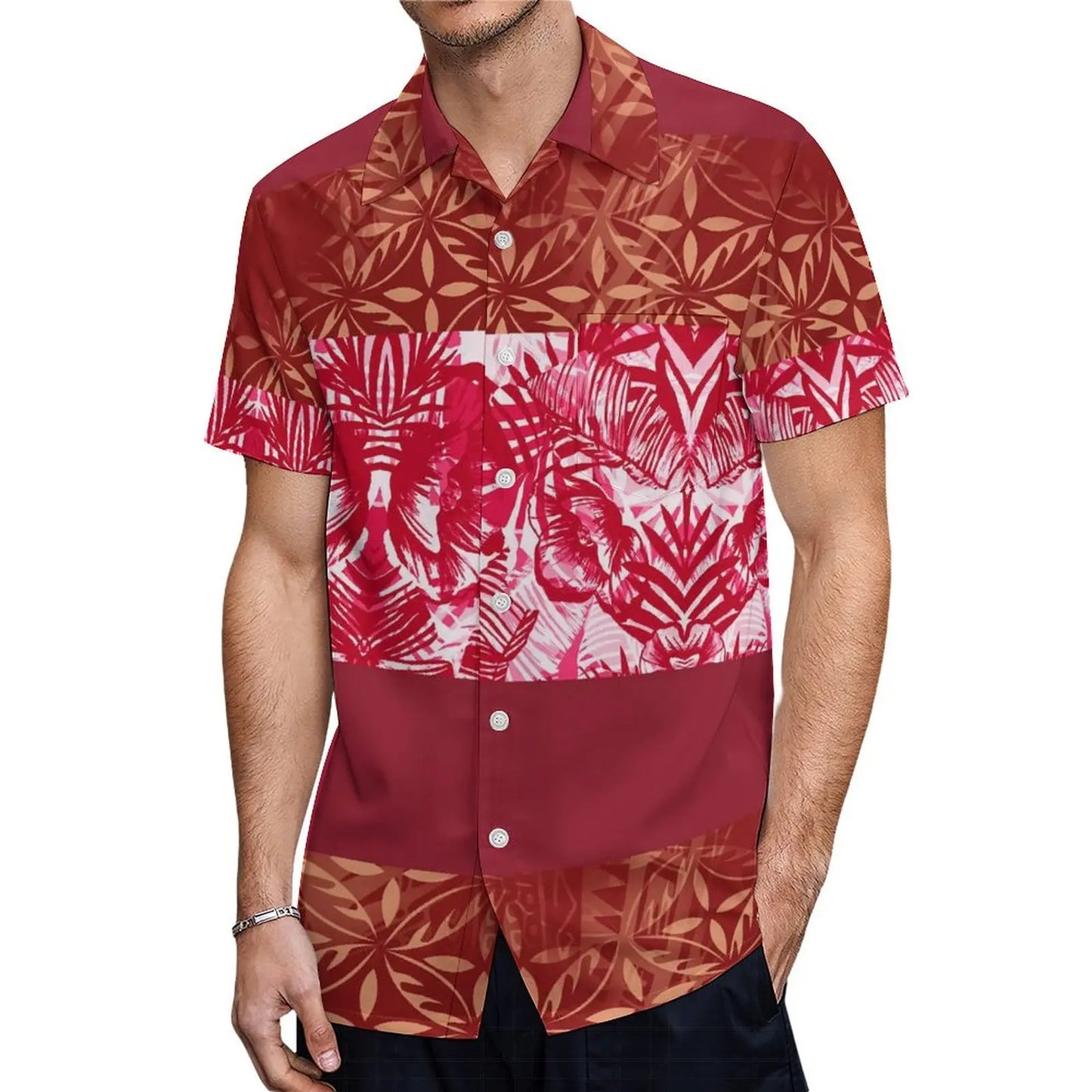 商品No.K0129【購入商品】アロハシャツ 家族(メンズ レディース キッズ) ペアルック ハワイ 結婚式 沖縄 グァム オーストラリア リゾートドレス 色:レッド サイズ:9XL(10L)まで