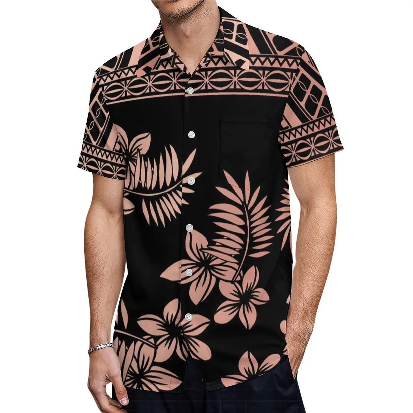 商品No.K0128【購入商品】アロハシャツ 家族(メンズ レディース キッズ) ペアルック ハワイ 結婚式 沖縄 グァム オーストラリア リゾートドレス 色: ブラウン×ピンク サイズ:9XL(10L)まで