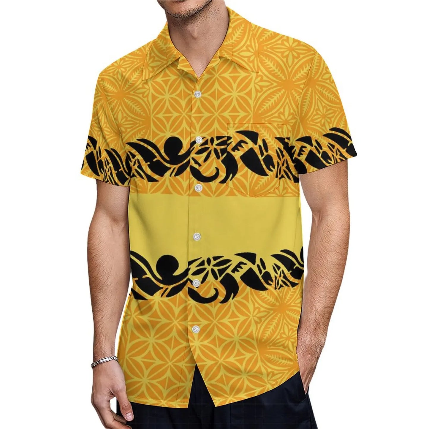 商品No.K0114【購入商品】アロハシャツ ワンピース(メンズ レディース) ペアルック ハワイ 結婚式 沖縄 グァム オーストラリア リゾートドレス 色: イエロー  サイズ:  9XL(10L)まで