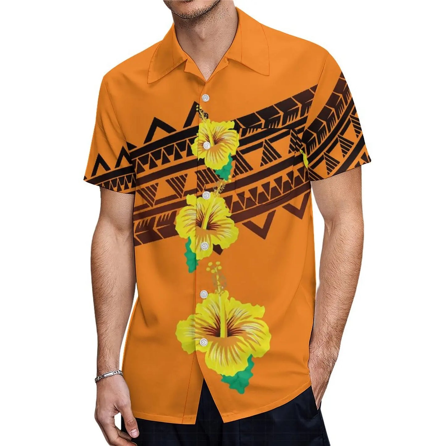 商品No.K0160【購入商品】アロハシャツ 家族(メンズ レディース キッズ) ペアルック ハワイ 結婚式 沖縄 グァム オーストラリア リゾートドレス 色:オレンジ サイズ:9XL(10L)まで