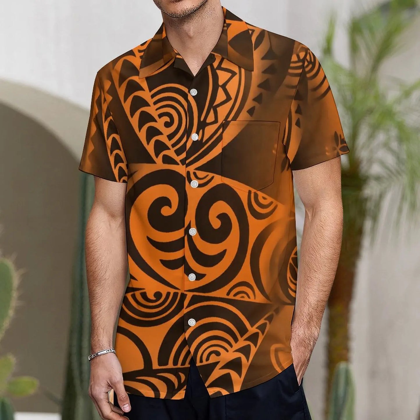 商品No.K0170【購入商品】アロハシャツ ワンピース(メンズ レディース ) ペアルック ハワイ 結婚式 沖縄 グァム オーストラリア リゾートドレス 色: テラコッタ サイズ:9XL(10L)まで