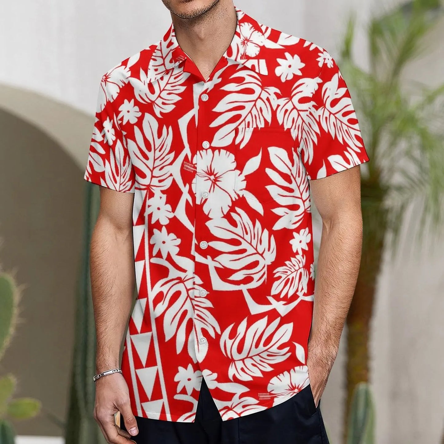 商品No.K0116【購入商品】アロハシャツ ワンピース(メンズ レディース) ペアルック ハワイ 結婚式 沖縄 グァム オーストラリア リゾートドレス 色: レッド サイズ:  9XL(10L)まで