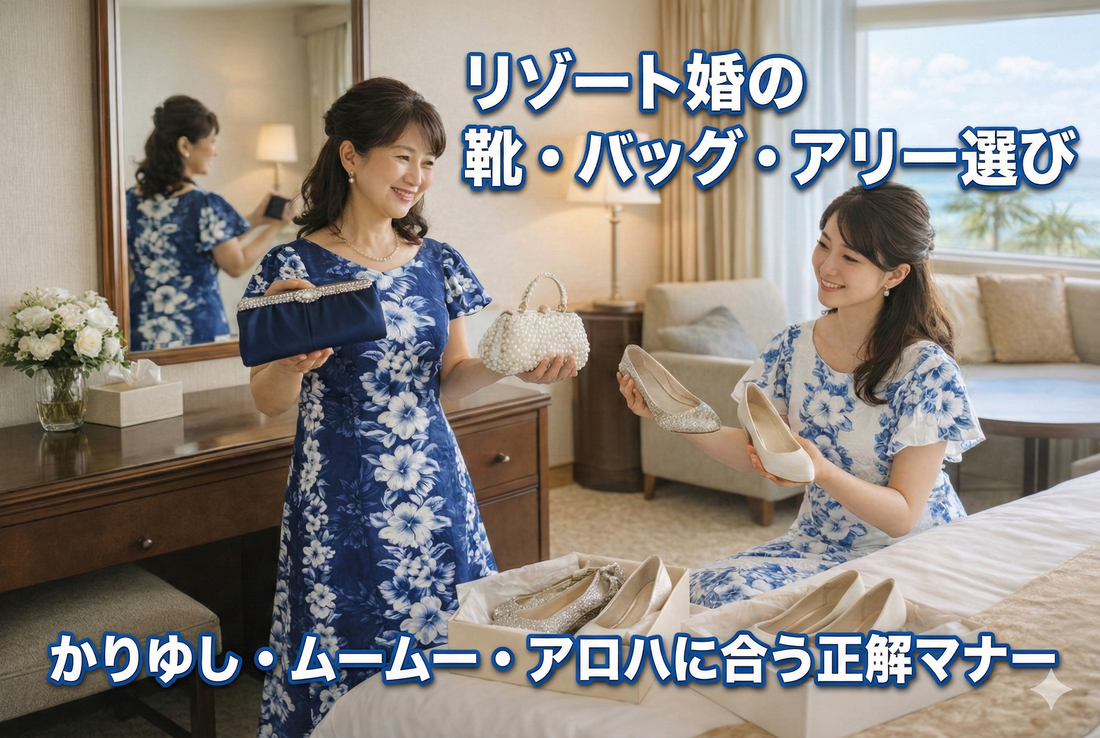 【決定版】リゾート結婚式の小物（靴・バッグ・アクセサリー）完全ガイド｜かりゆし・ムームーに合わせる正解マナー