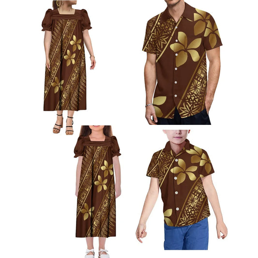 商品No.K0218【購入商品】アロハシャツ 家族(メンズ レディース キッズ) ペアルック ハワイ 結婚式 沖縄 グァム オーストラリア リゾートドレス 色: ブラウン サイズ:9XL(10L)まで