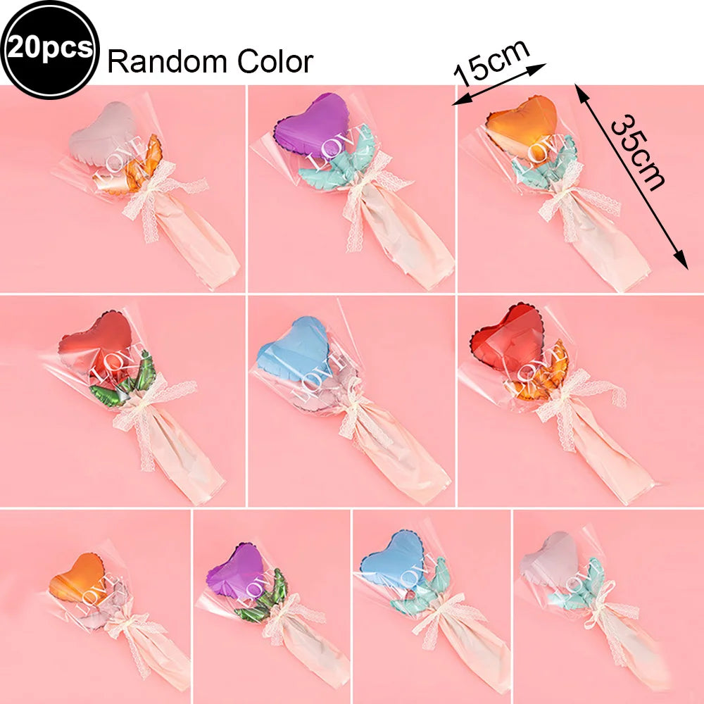 商品No.K00312(購入商品) 【結婚式・フォトウェディング・記念撮影に】I LOVE YOU ハート型バルーン｜赤いフィルム風船セット｜バレンタイン・記念日・ブライダル演出に最適
