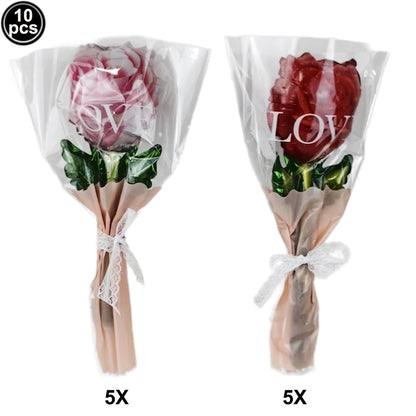 商品No.K00312(購入商品) 【結婚式・フォトウェディング・記念撮影に】I LOVE YOU ハート型バルーン｜赤いフィルム風船セット｜バレンタイン・記念日・ブライダル演出に最適