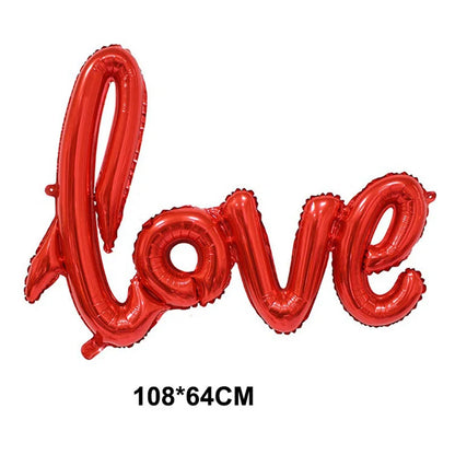商品No.K00312(購入商品) 【結婚式・フォトウェディング・記念撮影に】I LOVE YOU ハート型バルーン｜赤いフィルム風船セット｜バレンタイン・記念日・ブライダル演出に最適