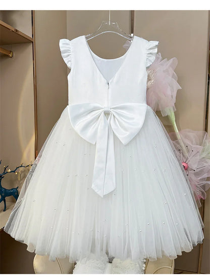 商品No.K00324(購入商品)プリンセスチュールのAライン フラワーガールドレス － 結婚式にぴったり！ファーストコミュニオン、誕生日、パーティー、やページェントにも最適